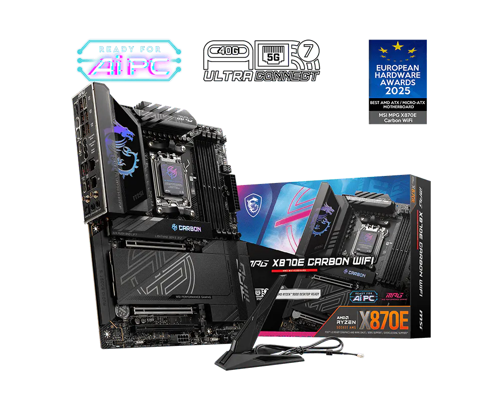 MSI MPG X870E CARBON WIFI DDR5 AM5 ATX Motherboard Black