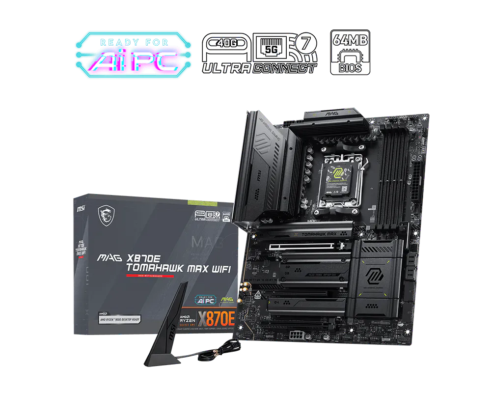 MSI MAG X870E TOMAHAWK MAX WIFI DDR5 AM5 ATX Motherboard Black