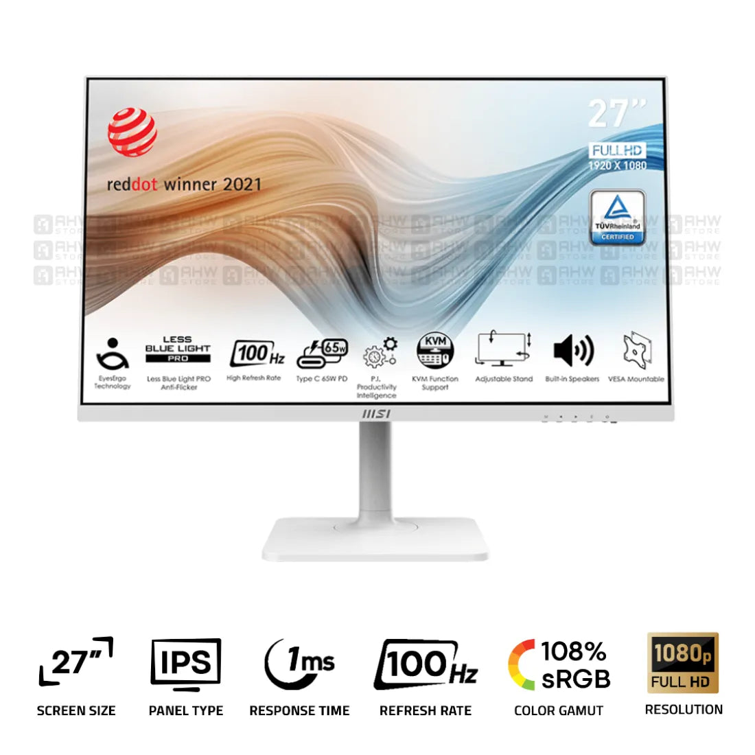 MSI Modern MD272XPW Business Monitor 27 Inch IPS FHD 100Hz 1ms White