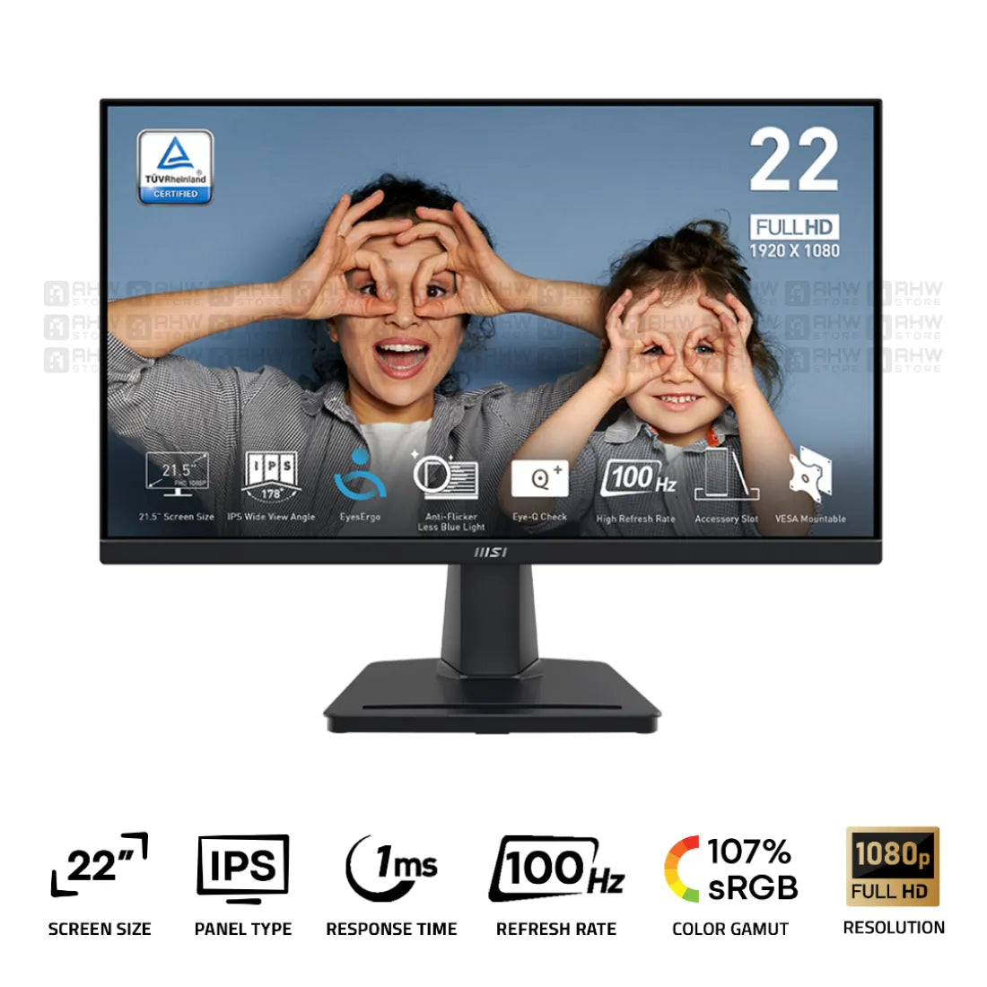 MSI PRO MP225 Business Monitor 22 Inch IPS FHD 100Hz 1ms Black