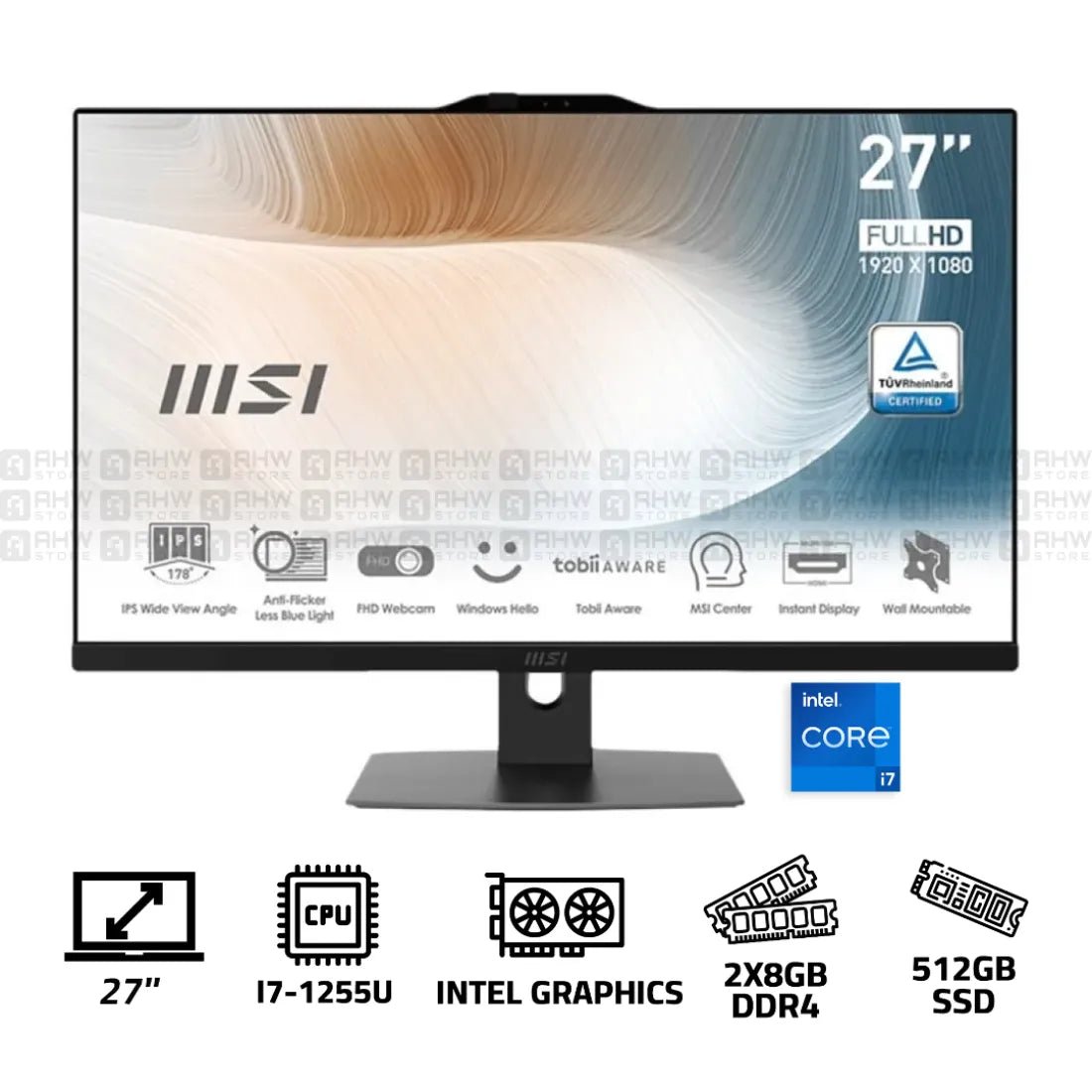 MSI Modern AM272P All In One 27" Core i7 1255U 16GB RAM 512GB SSD + Mouse + Keyboard - AHW Store