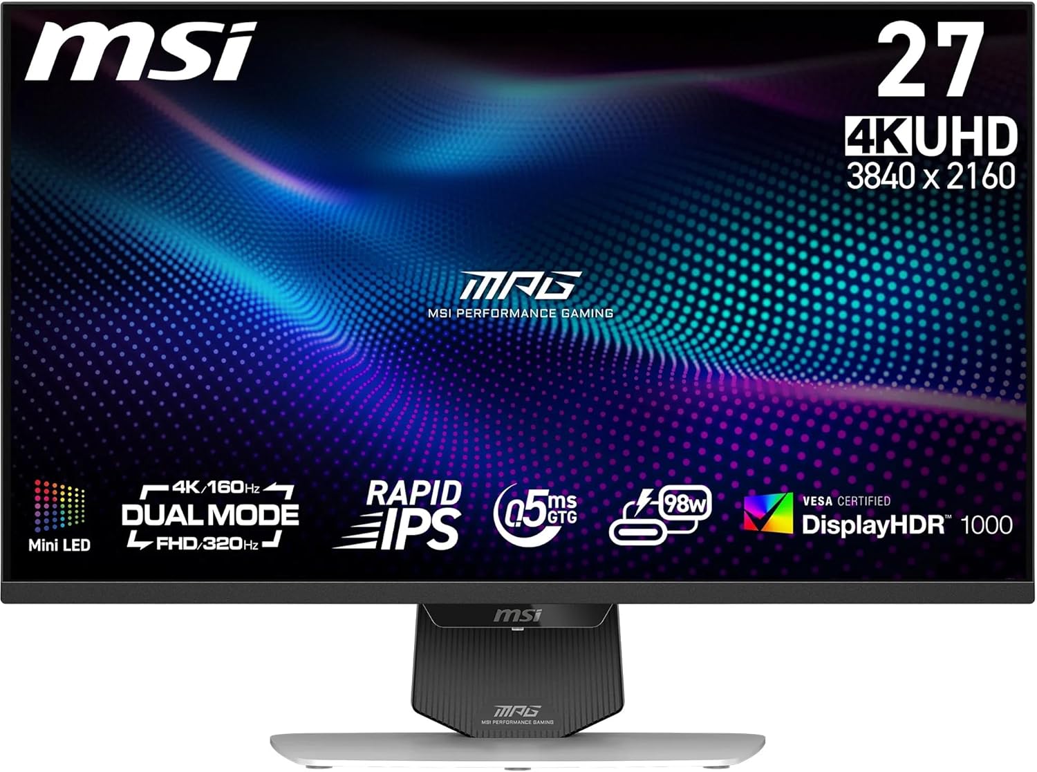 MSI MPG 274URDFW E16M Gaming Monitor 27 Inch IPS 4K 160Hz 0.5ms Black - AHW Store