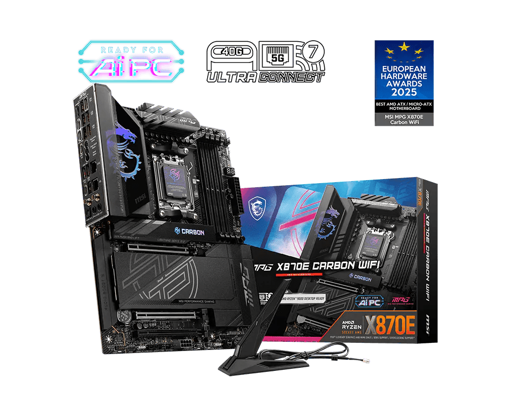 MSI MPG X870E CARBON WIFI DDR5 AM5 ATX Motherboard Black - AHW Store