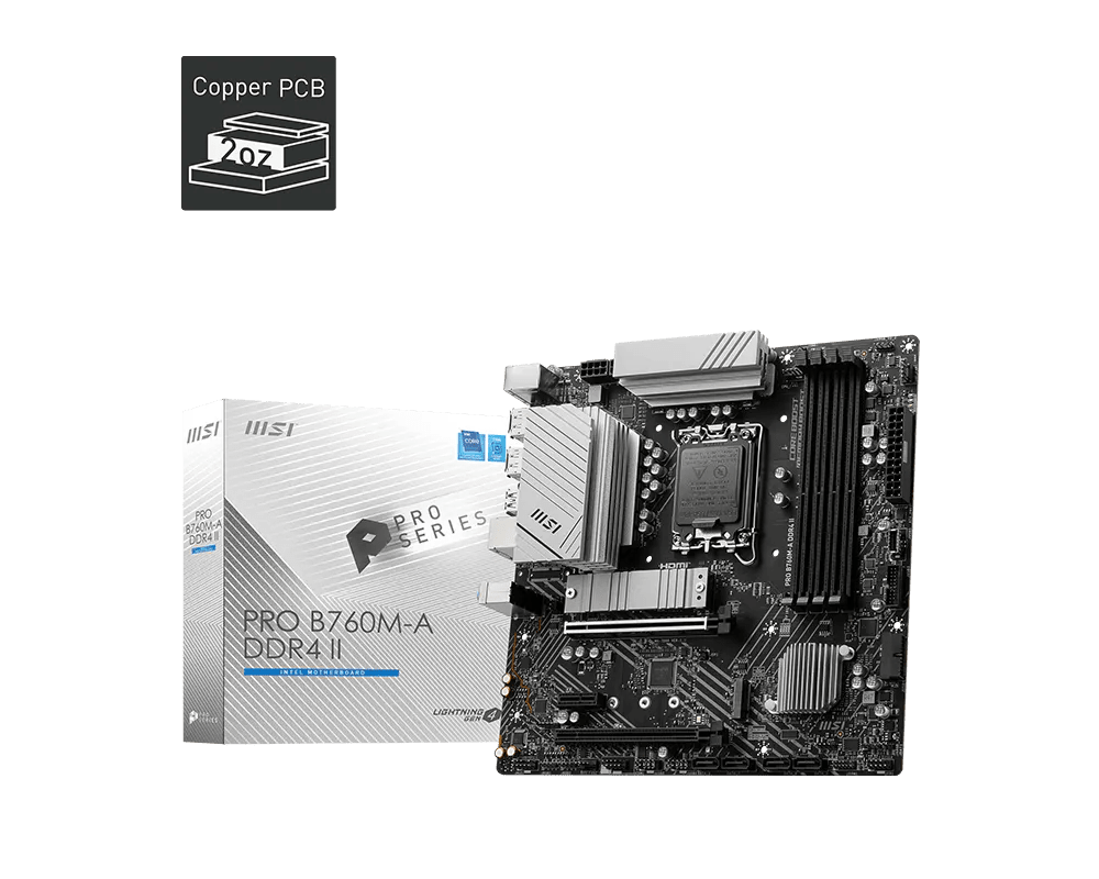 MSI PRO B760M - A DDR4 II LGA1700 M - ATX Motherboard Black - AHW Store