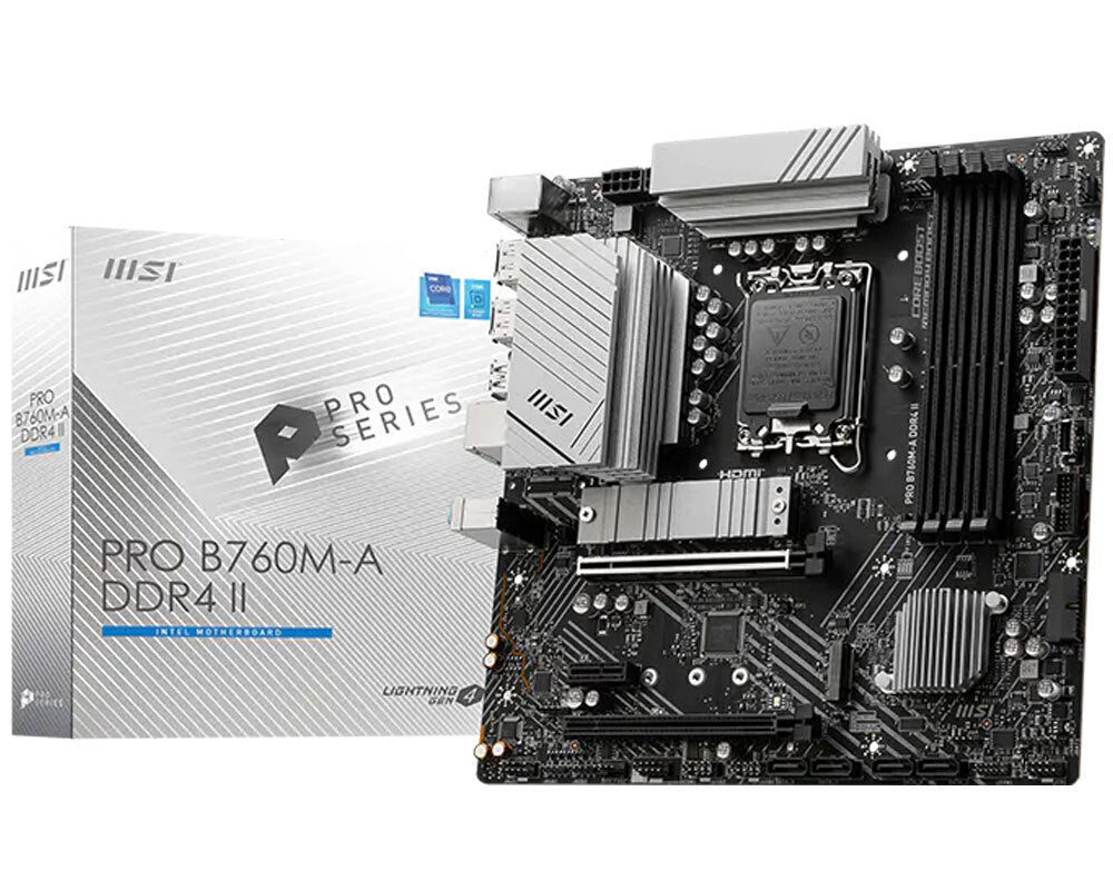 MSI PRO B760M-A DDR4 II LGA1700 M-ATX Motherboard Black - AHW Store