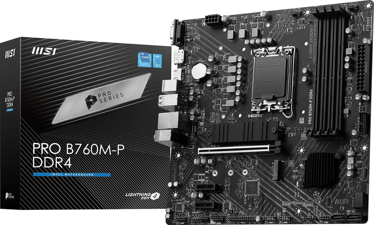 MSI PRO B760M-P DDR4 LGA1700 M-ATX Motherboard Black - AHW Store