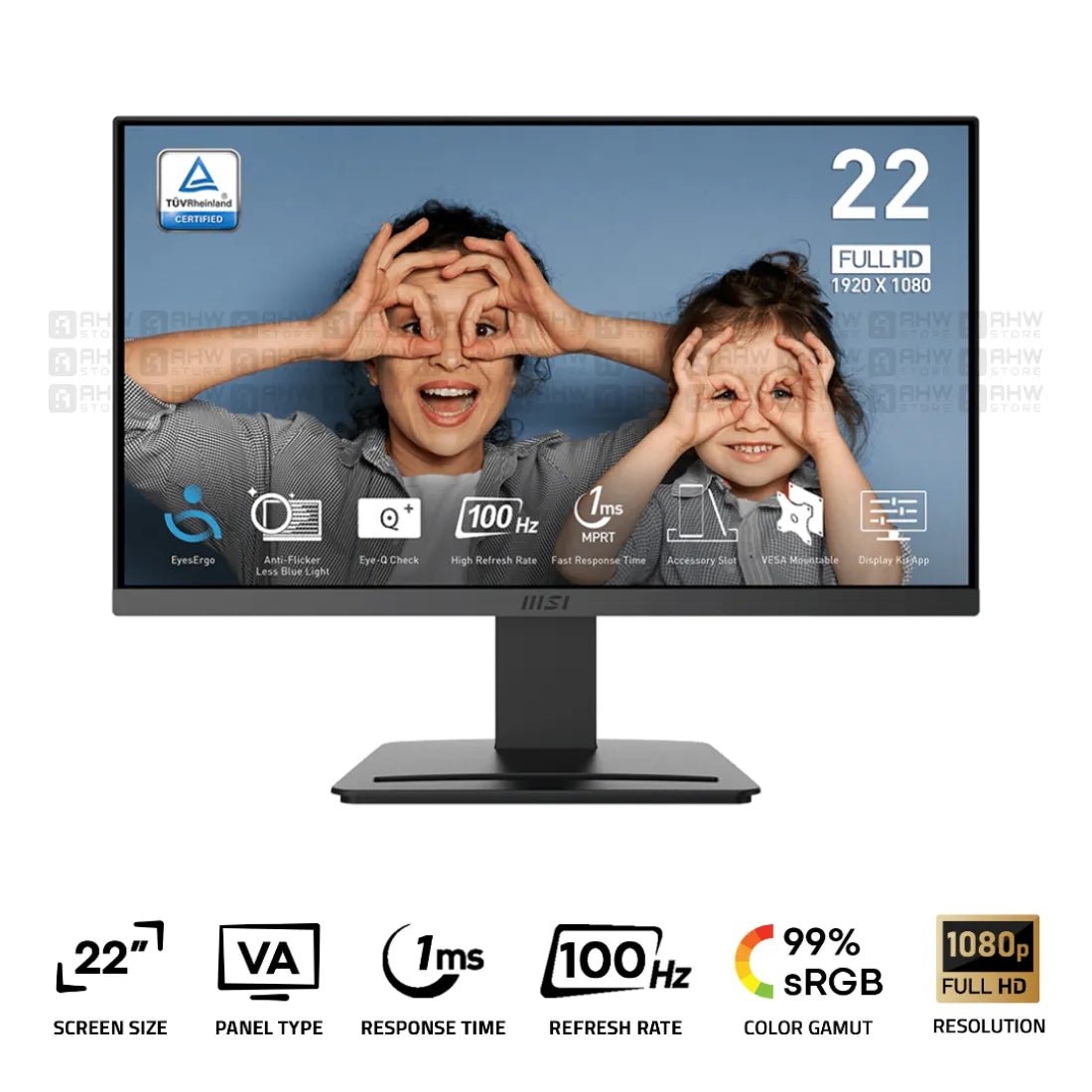 MSI PRO MP223 E2 Business Monitor 22 Inch VA FHD 100Hz 1ms Black - AHW Store
