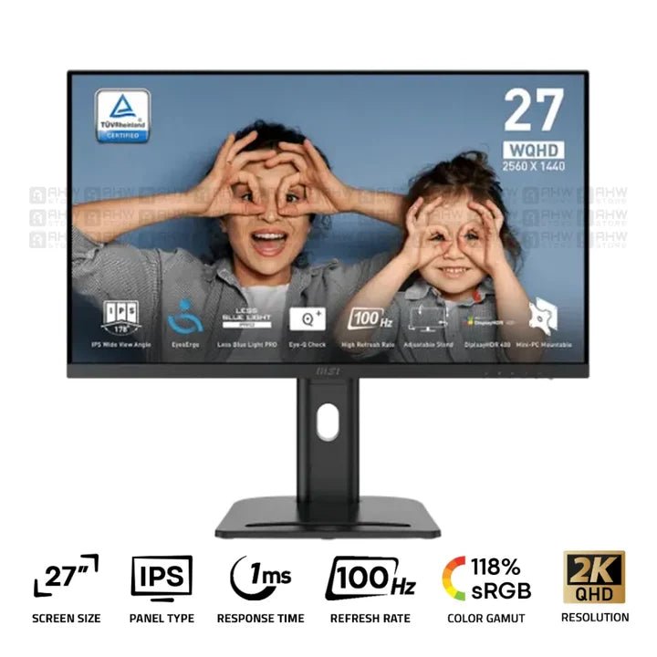 MSI PRO MP273QP E2 Designer Monitor 27 Inch IPS 2K 100Hz 1ms Black - AHW Store