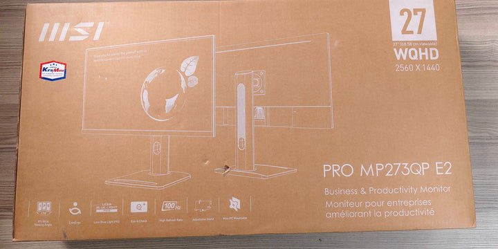 MSI PRO MP273QP E2 Designer Monitor 27 Inch IPS 2K 100Hz 1ms Black (Open Box) - AHW Store