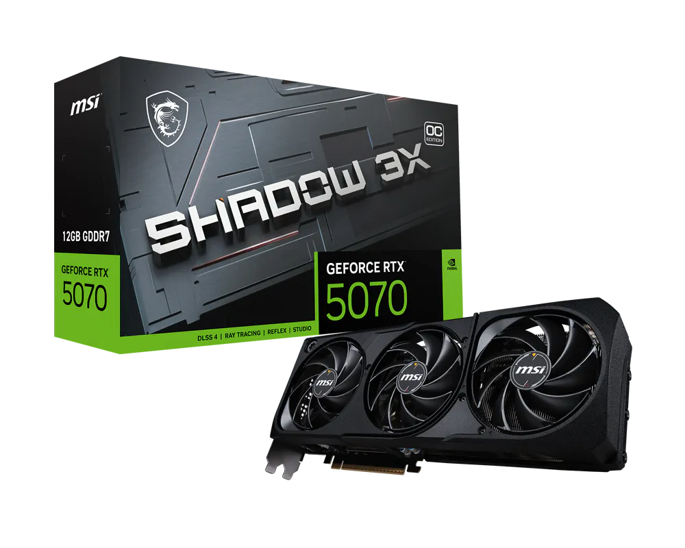 MSI GeForce RTX 5070 SHADOW 3X OC 12GB GDDR7 Graphics Card Black