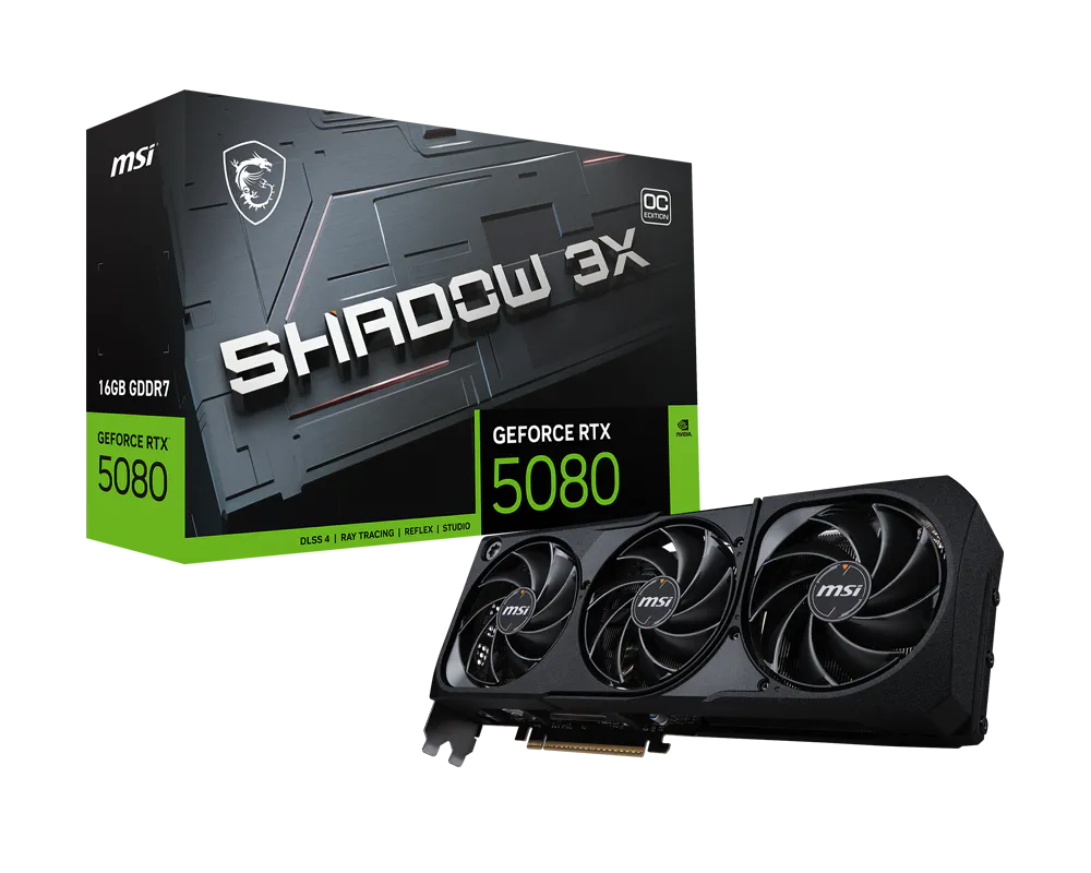 MSI GeForce RTX 5080 16GB SHADOW 3X OC Graphics Card Black