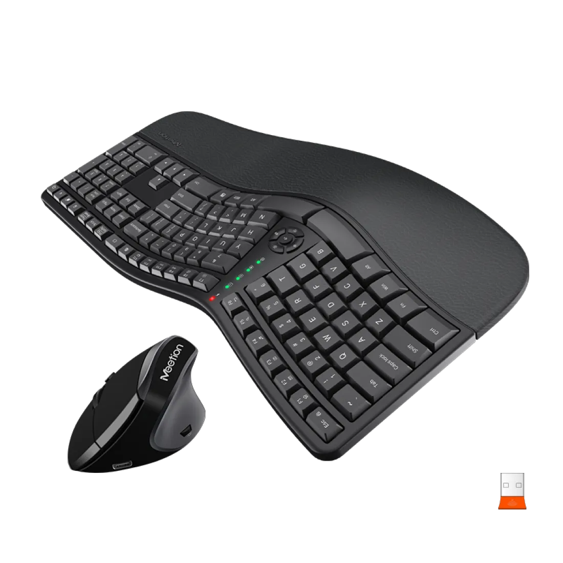 Meetion DirectorC Wireless Office Combo Keyboard and Mouse 2400 DPI 6 Buttons English / Arabic Black (Open Box)