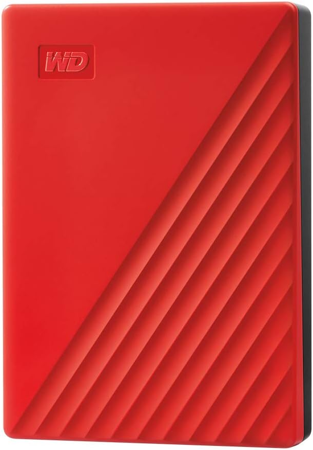 My Passport 4TB red - Portable Hard Drive with password protection and auto backup software - AHW Store