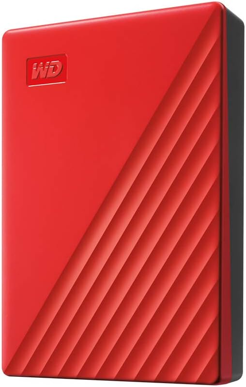 My Passport 4TB red - Portable Hard Drive with password protection and auto backup software - AHW Store