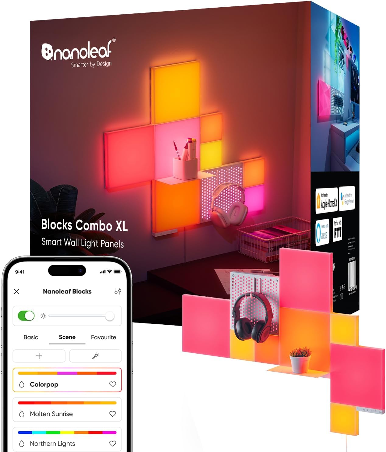 Nanoleaf Blocks WiFi Smart RGBW 16M+ Color LED Dimmable Gaming and Home Decor Wall Lights - AHW Store