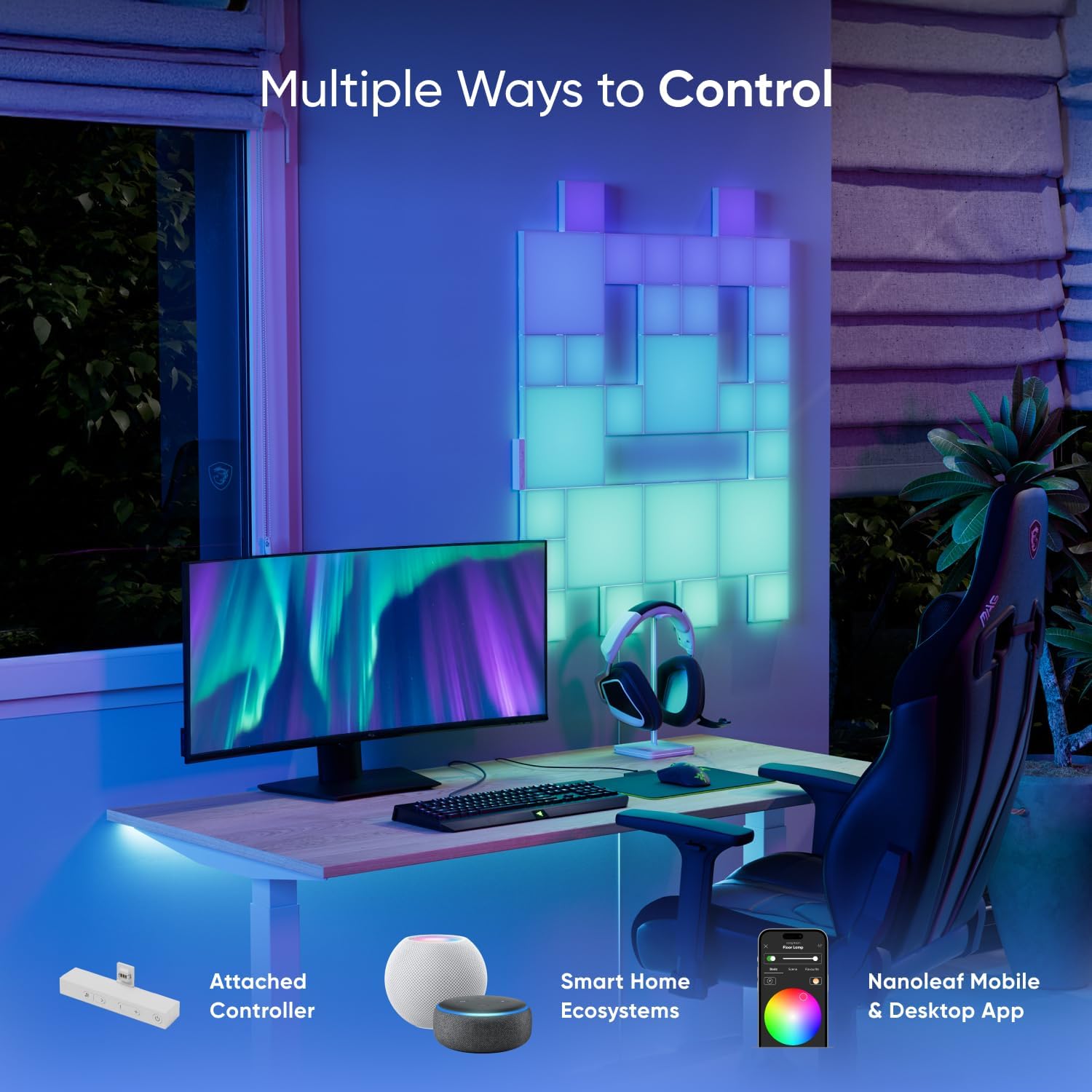 Nanoleaf Blocks WiFi Smart RGBW 16M+ Color LED Dimmable Gaming and Home Decor Wall Lights - AHW Store