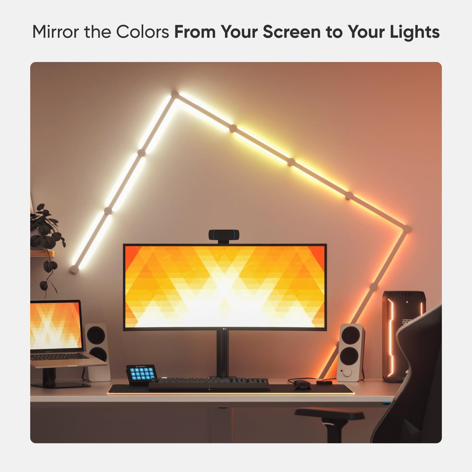 Nanoleaf Lines 90 Degree Squared WiFi Smart RGBW 16M+ Color LED Dimmable Gaming and Home Decor Wall - AHW Store