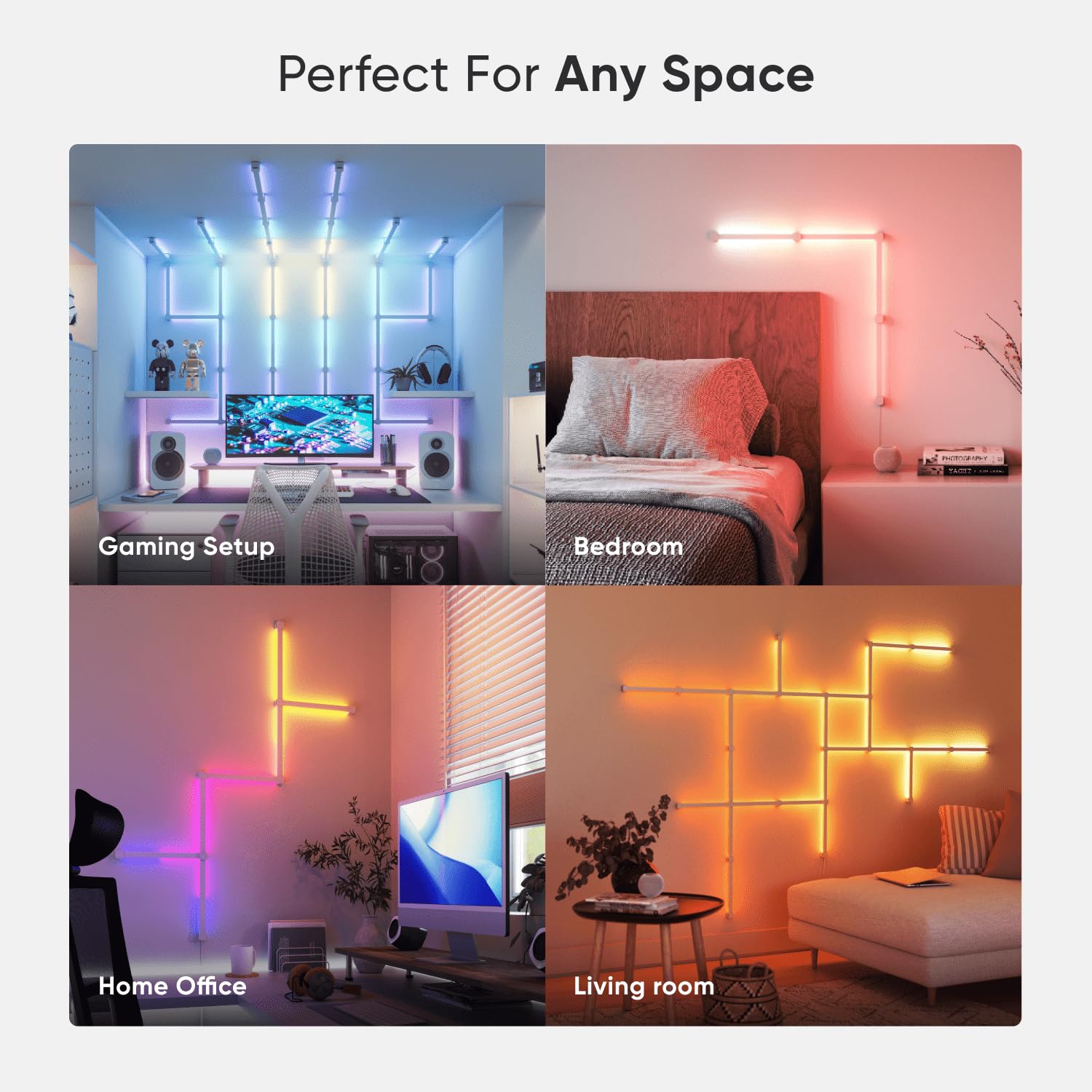 Nanoleaf Lines 90 Degree Squared WiFi Smart RGBW 16M+ Color LED Dimmable Gaming and Home Decor Wall - AHW Store