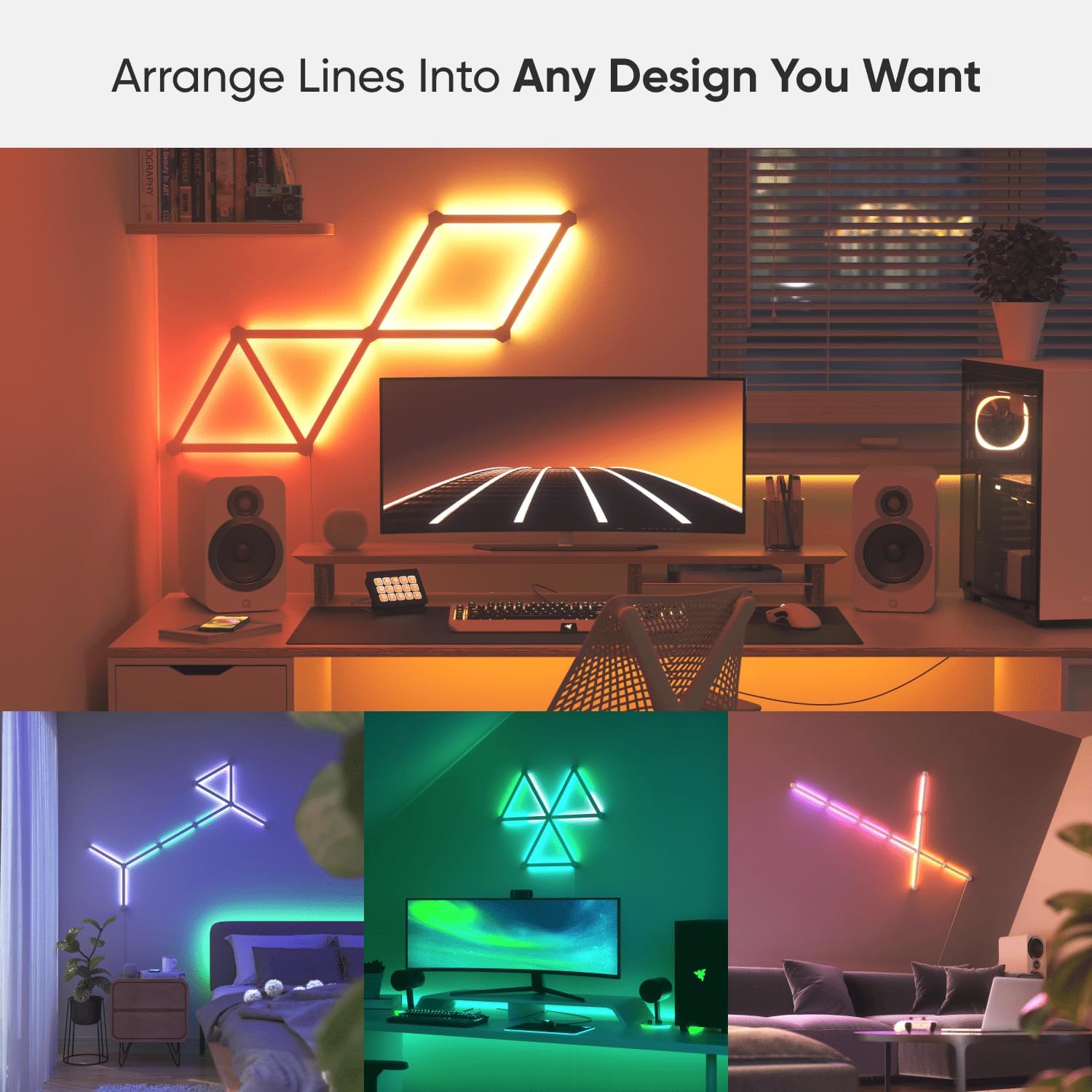Nanoleaf Lines Smart LED Wall Lights, Music & Screen Sync RGBW Light Bar with 16M+ Color, WiFi Wall - AHW Store