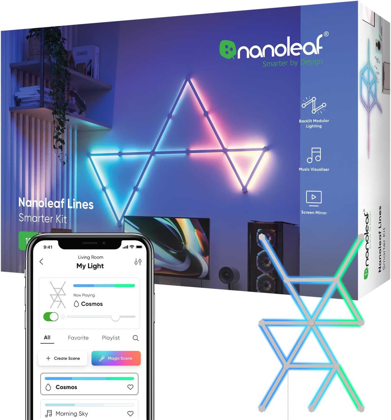 Nanoleaf Lines Smart LED Wall Lights, Music & Screen Sync RGBW Light Bar with 16M+ Color, WiFi Wall - AHW Store