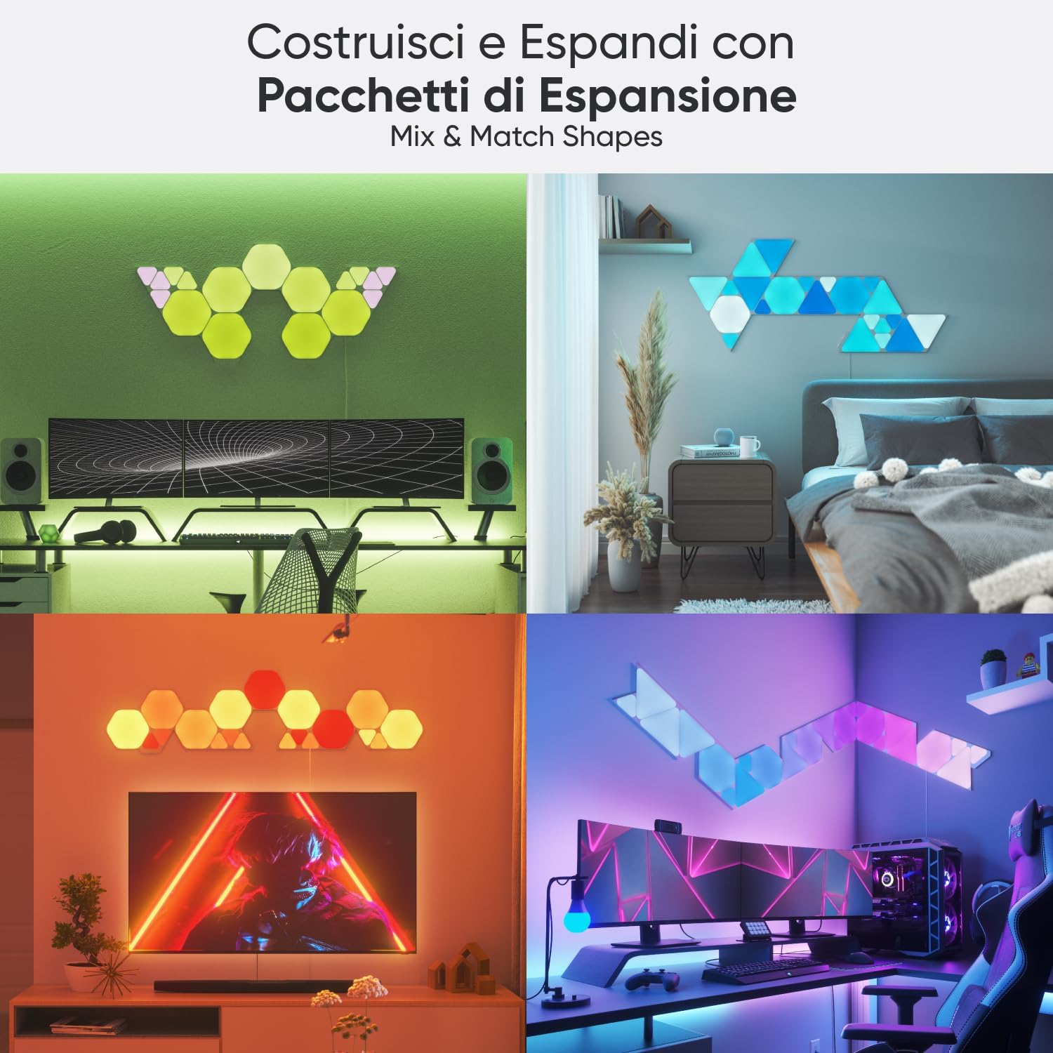 Nanoleaf Shapes Hexagons Starter Kit of 9 RGBW LED Luminous Hexagons, Modular Interior Wall Sconces, - AHW Store