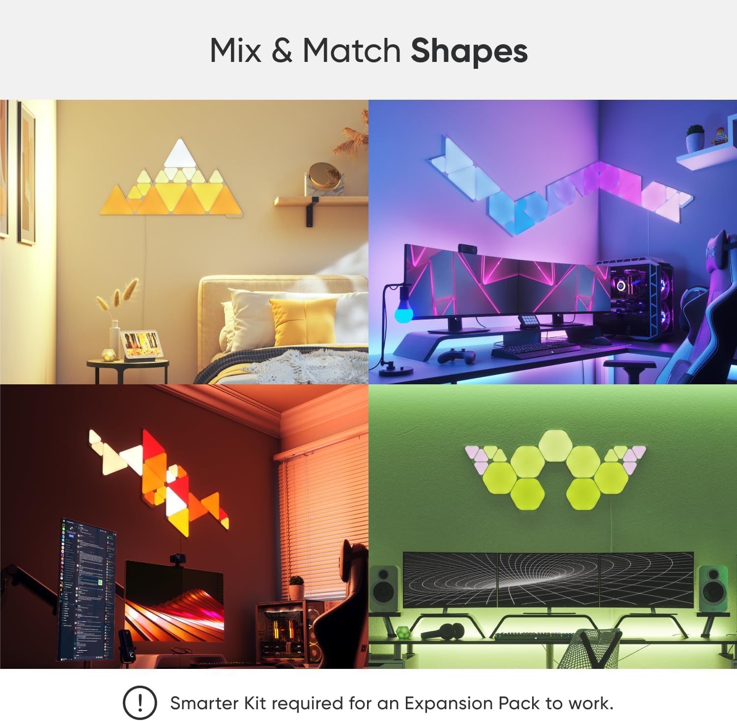 Nanoleaf Shapes Mini Triangles WiFi and Thread Smart RGBW 16M+ Color LED Dimmable Gaming and Home De - AHW Store