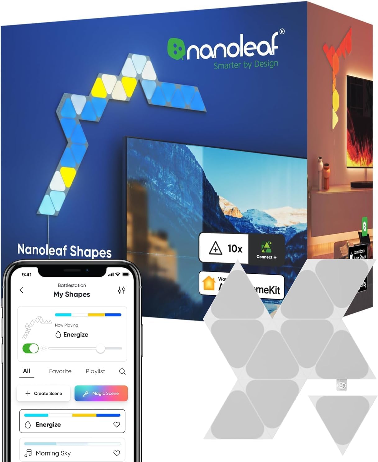 Nanoleaf Shapes Mini Triangles WiFi and Thread Smart RGBW 16M+ Color LED Dimmable Gaming and Home De - AHW Store