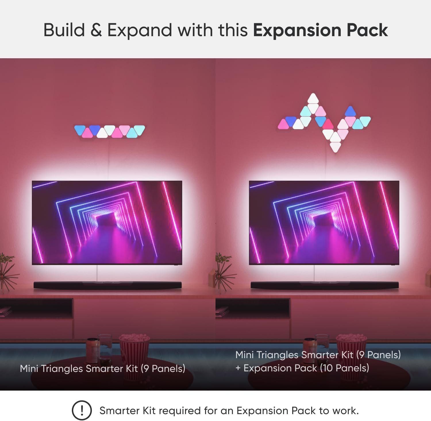 Nanoleaf Shapes Mini Triangles WiFi and Thread Smart RGBW 16M+ Color LED Dimmable Gaming and Home De - AHW Store