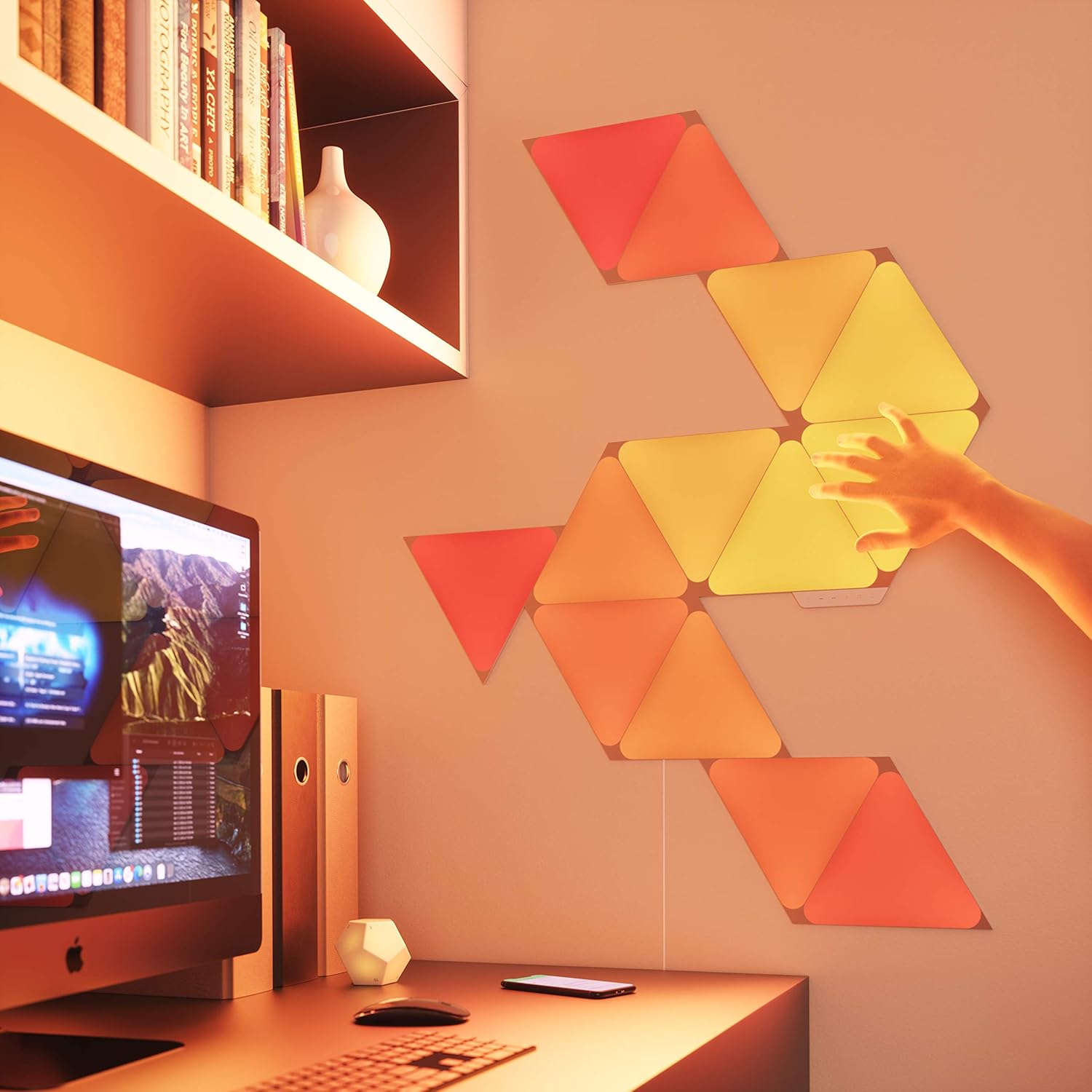 Nanoleaf Shapes Triangle Starter Kit, 4 Bright Triangles LED RGBW Smart, Modular Indoor Wall Light, - AHW Store
