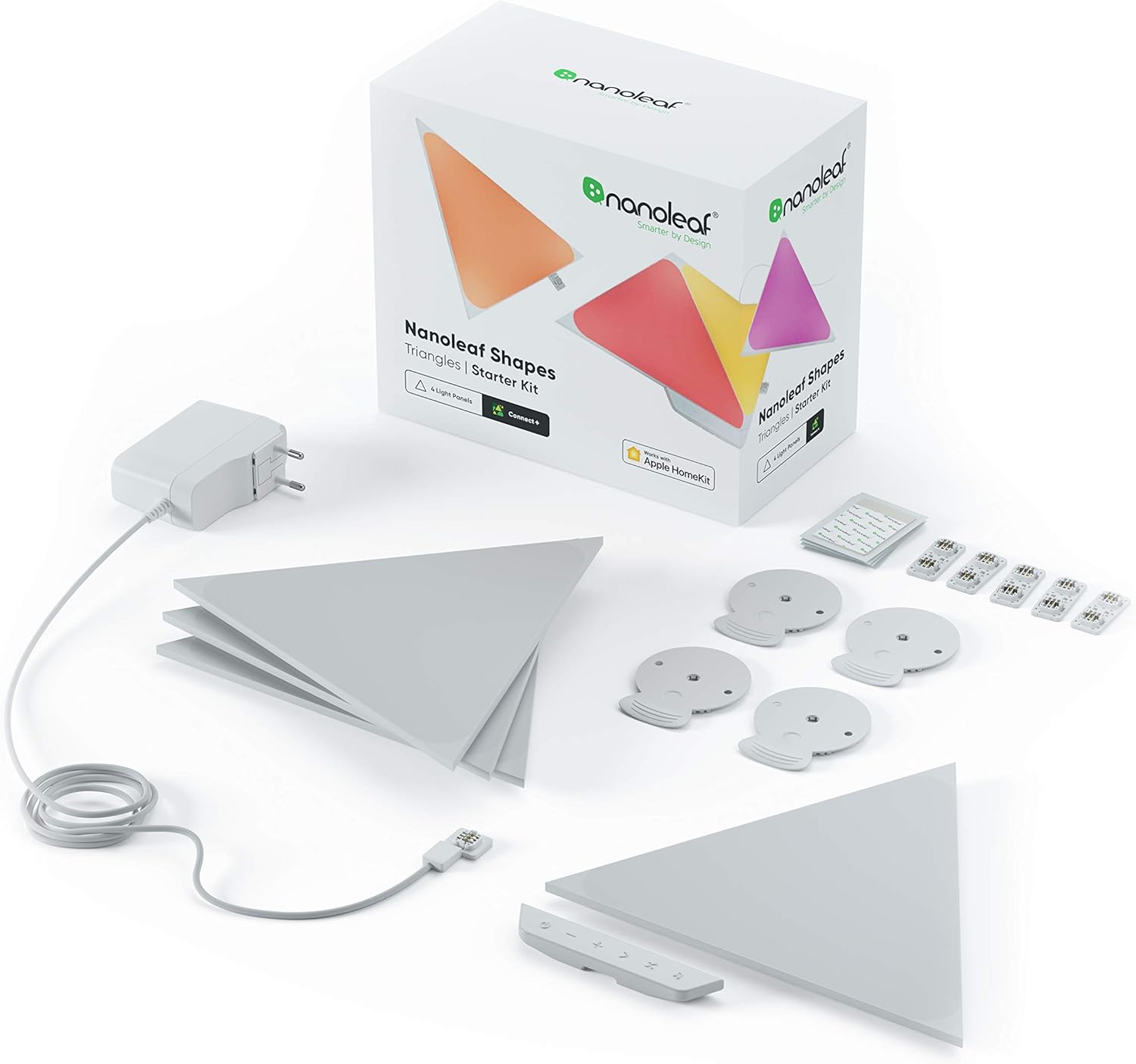 Nanoleaf Shapes Triangle Starter Kit, 4 Bright Triangles LED RGBW Smart, Modular Indoor Wall Light, - AHW Store
