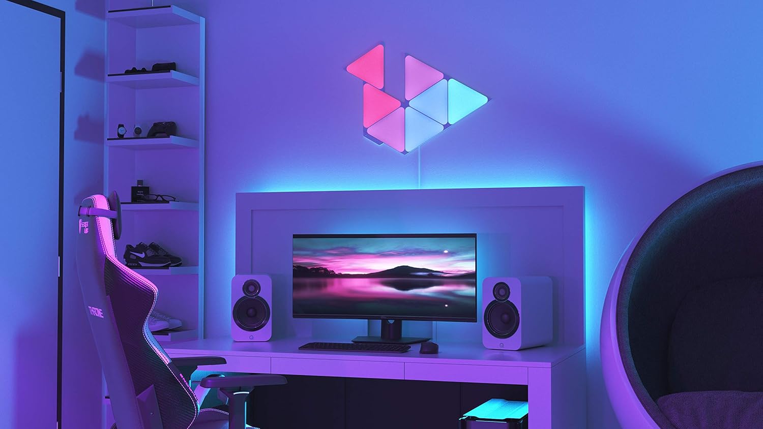 Nanoleaf Shapes Triangle Starter Kit, 4 Bright Triangles LED RGBW Smart, Modular Indoor Wall Light, - AHW Store
