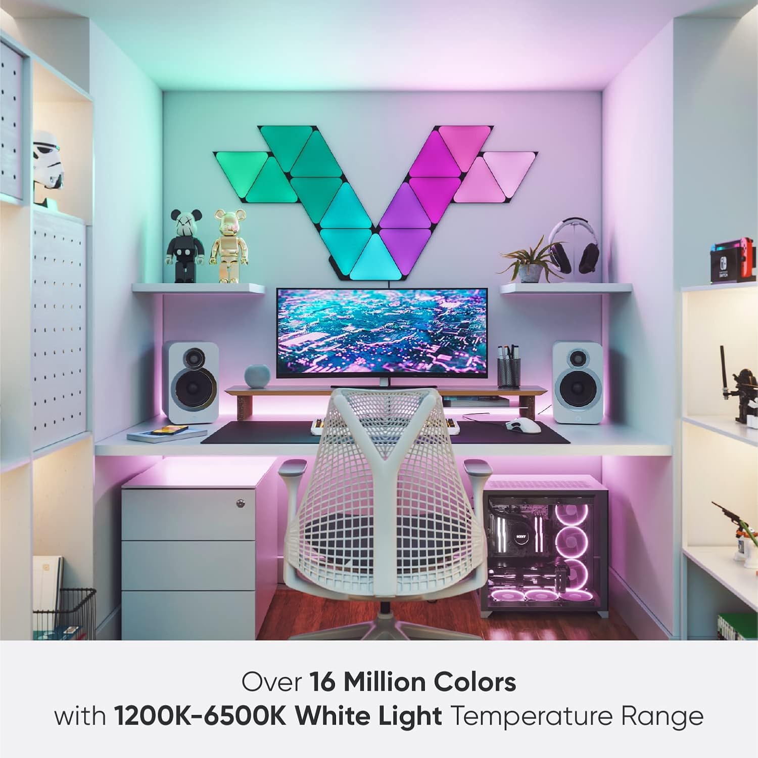 Nanoleaf Shapes WiFi and Thread Smart RGBW 16M+ Color LED Dimmable Gaming and Home Decor Wall Lights - AHW Store