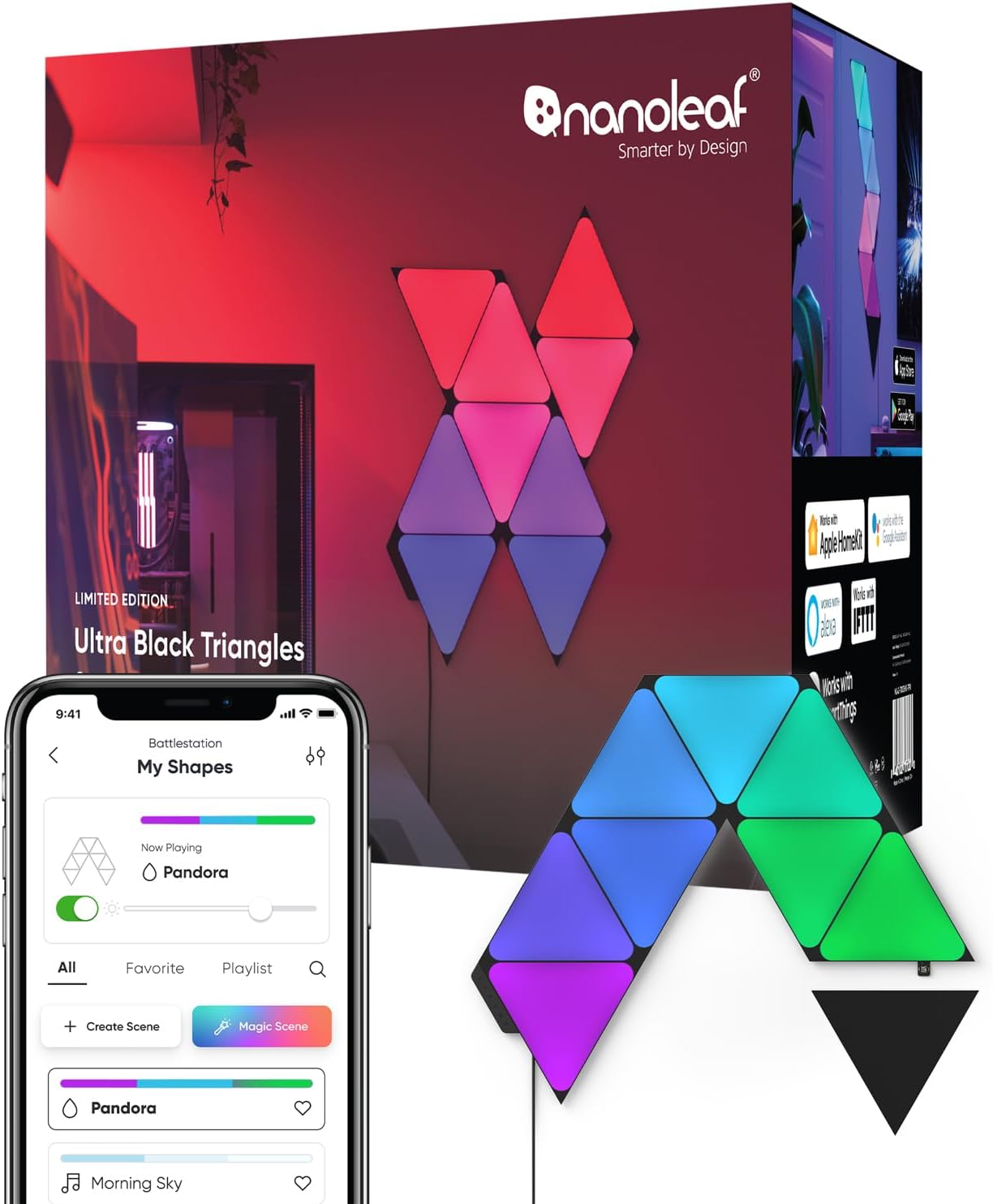 Nanoleaf Shapes WiFi and Thread Smart RGBW 16M+ Color LED Dimmable Gaming and Home Decor Wall Lights - AHW Store