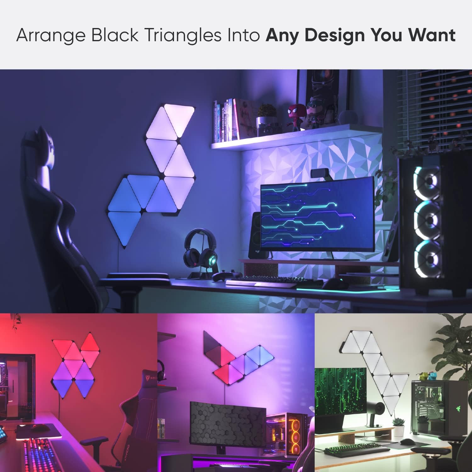 Nanoleaf Shapes WiFi and Thread Smart RGBW 16M+ Color LED Dimmable Gaming and Home Decor Wall Lights - AHW Store