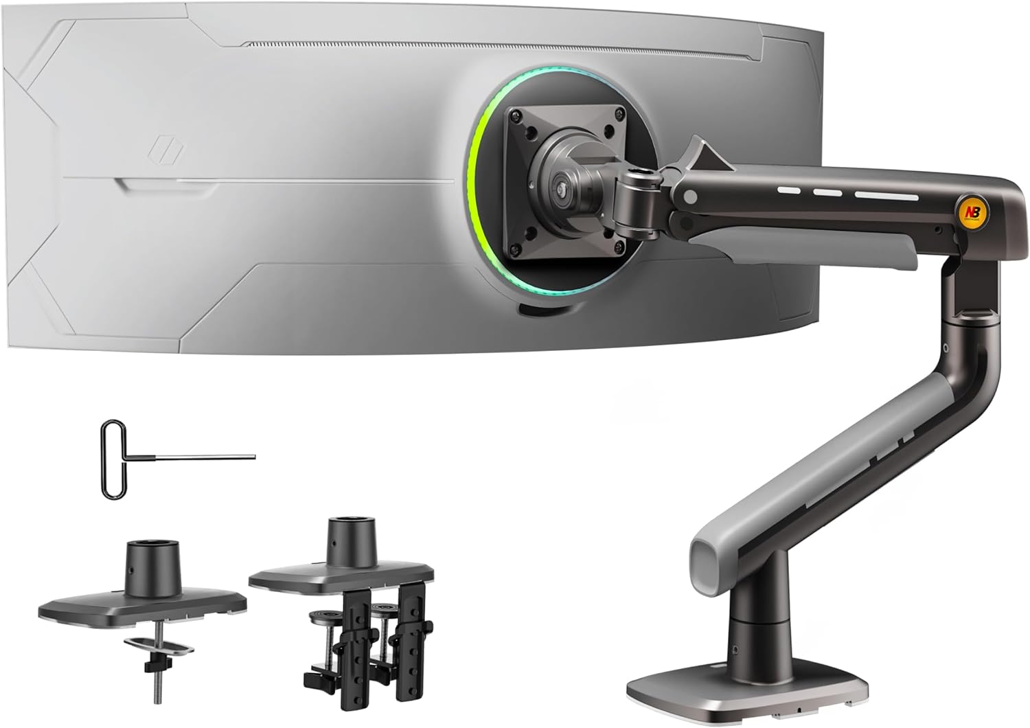 NB Ergonomic Gaming Monitor Arm for Flat/Ultrawide/Curved Monitors 27 to 50 inch, Heavy Duty Monitor - AHW Store