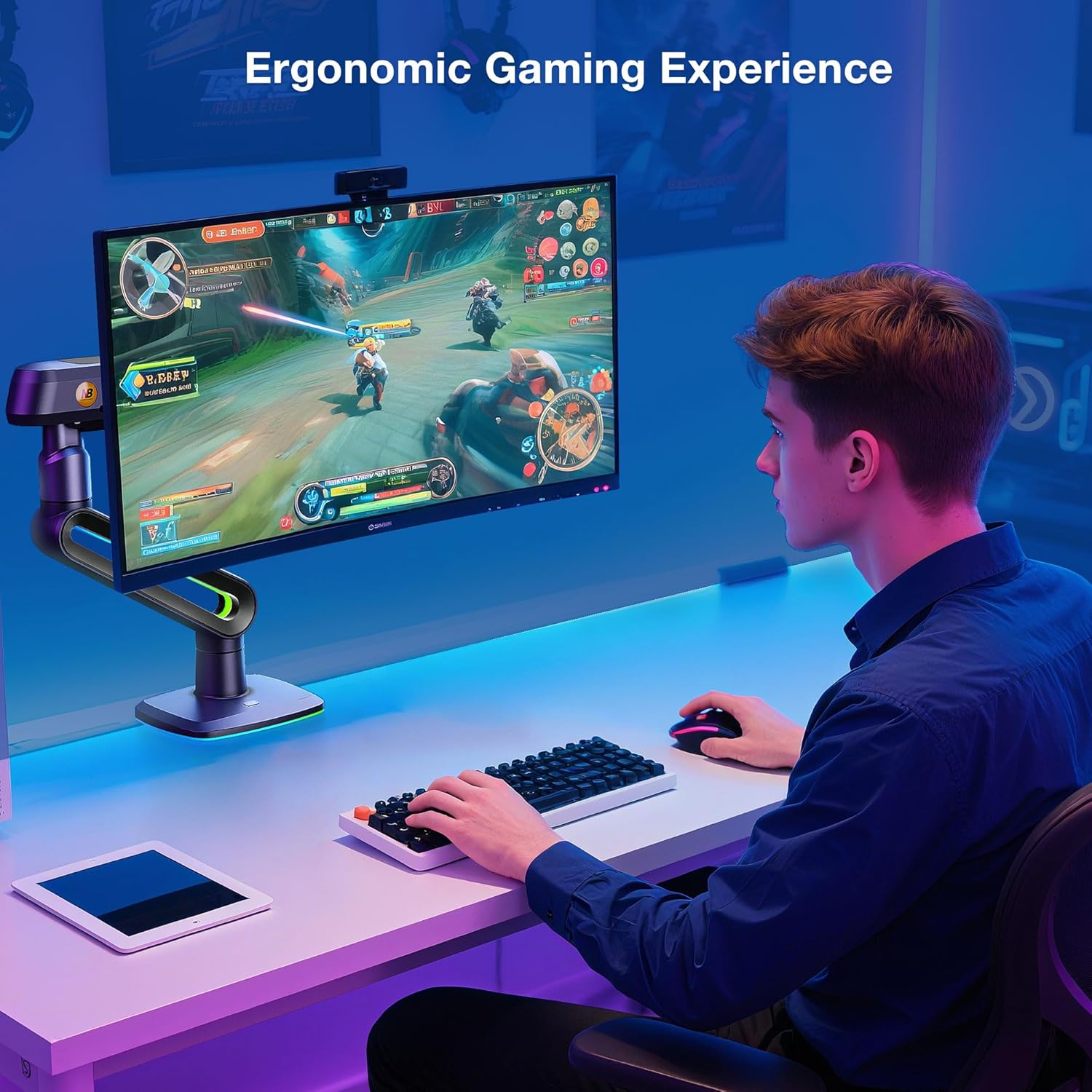 NB Ergonomic Ultrawide Monitor Arm for Max 60 Inch Flat Curved Monitors, Monitor Stand for 32 34 49 - AHW Store