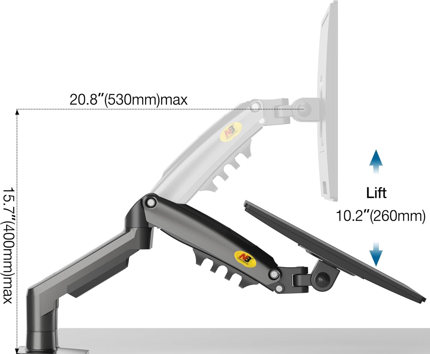 NB North Bayou Dual Monitor Mount, Full Motion Swivel Monitor Arm with Gas Spring for 17 - 27 Monitors - AHW Store