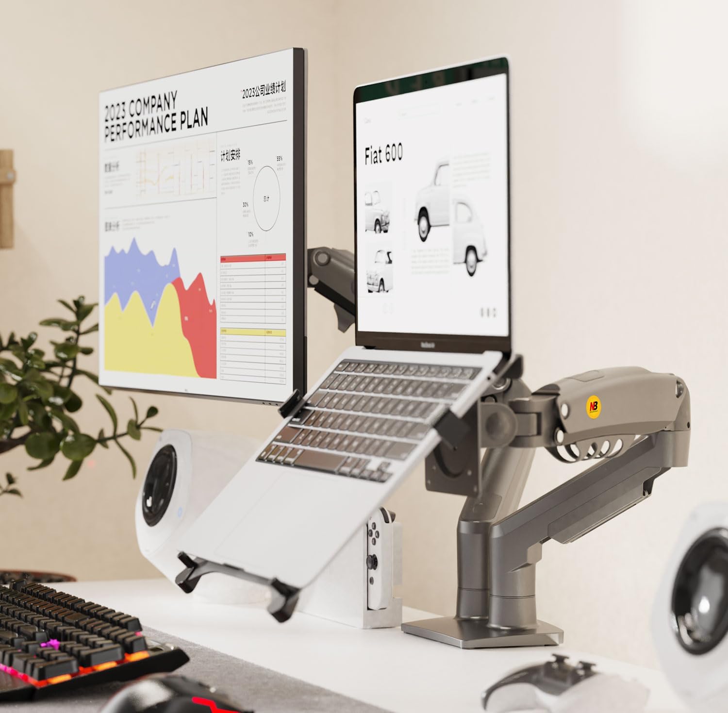 NB North Bayou F160 - FP Laptop Stand with Adjustable Shelf for 10 - 17 Notebook, Full Motion Arm with V - AHW Store