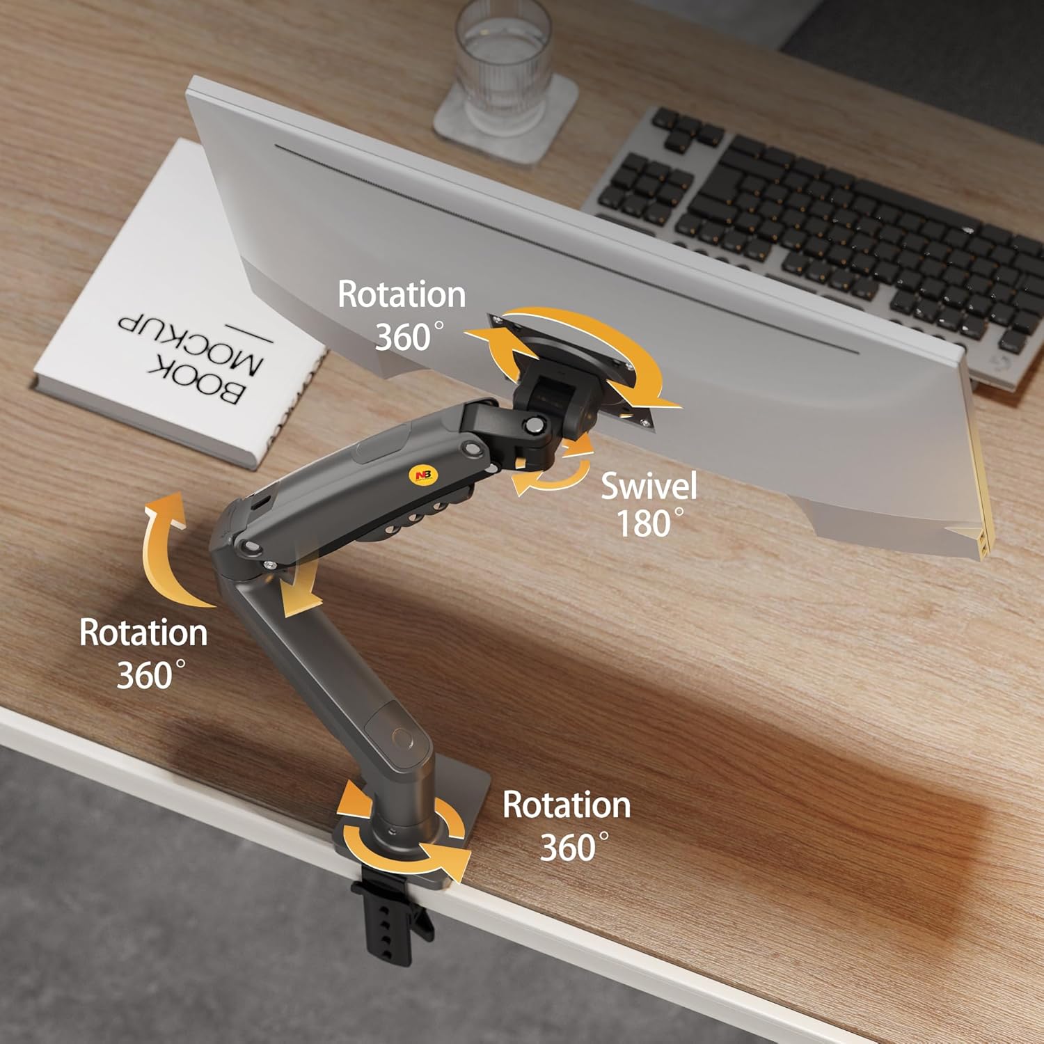 NB North Bayou Monitor Arm for 17 - 30 inch Screen Monitor Stand Height Adjustable Monitor Mount Brack - AHW Store