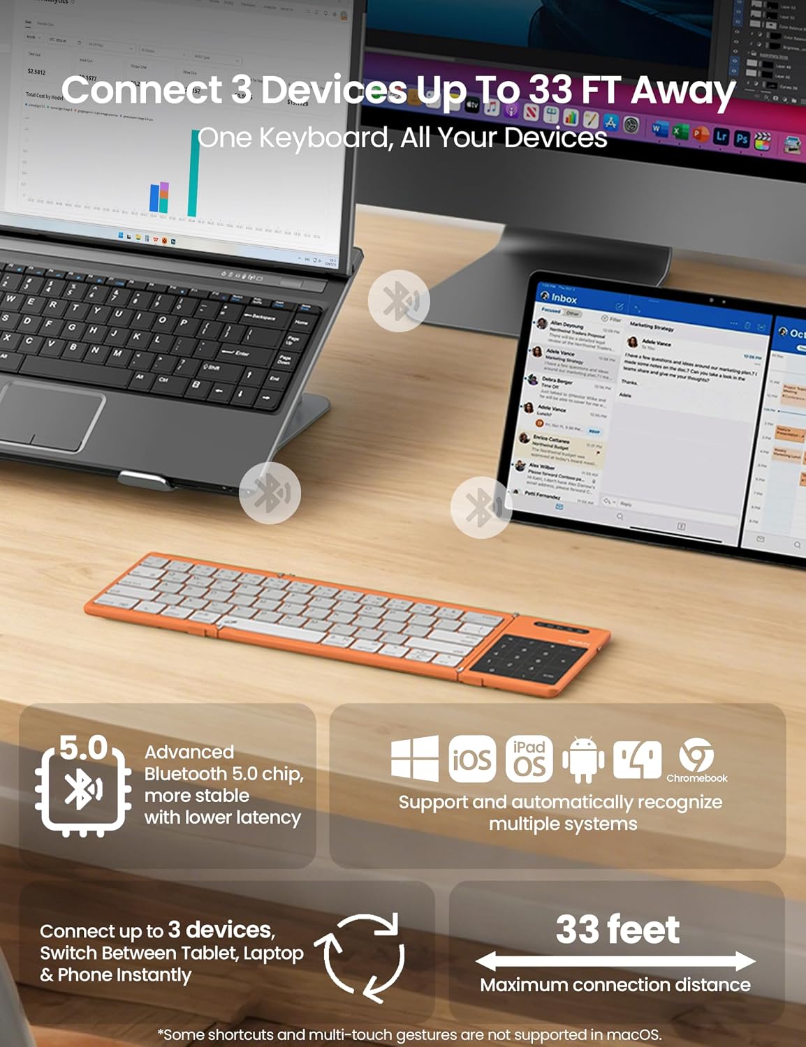 Nillkin Foldable Bluetooth Keyboard with Touchpad - AHW Store