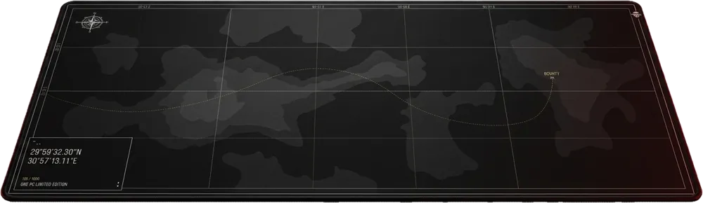 ONE PC XL Mouse Pad Black Map Edition 90 × 40 cm — XL Extended Desk Mat Overhead Layout