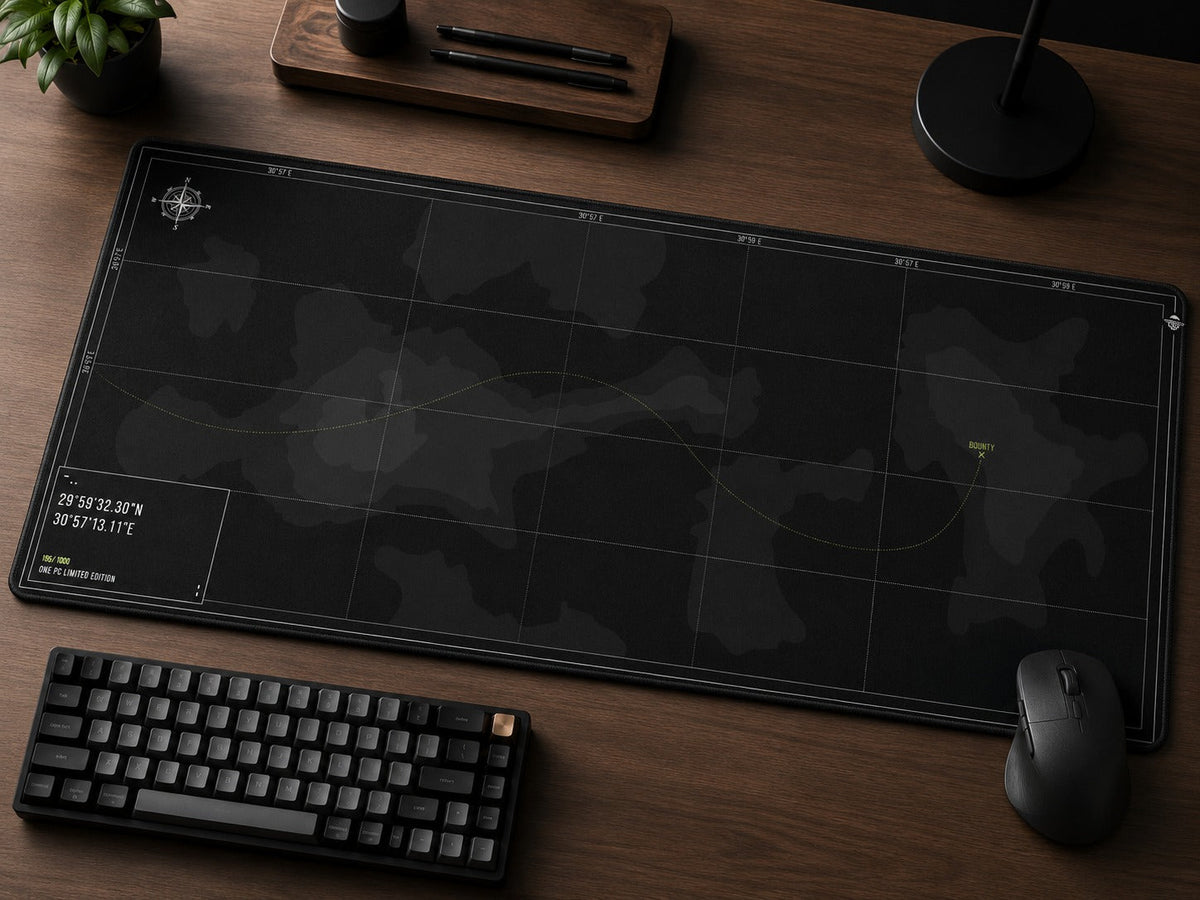ONE PC XL Mouse Pad Black Map Edition Water Resistant Anti-Slip 90 × 40 cm - AHW Store