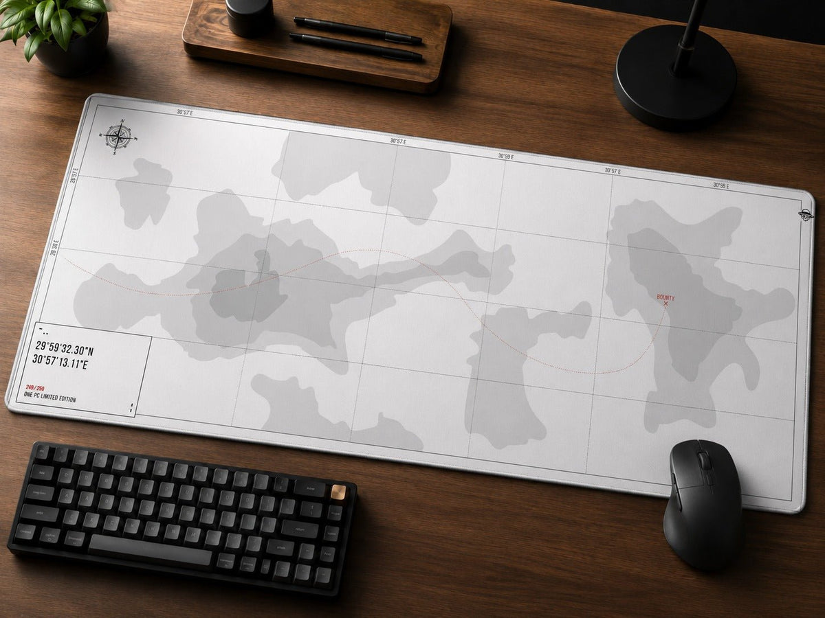 ONE PC XL Mouse Pad White Map Edition Water Resistant Anti-Slip 90 × 40 cm - AHW Store