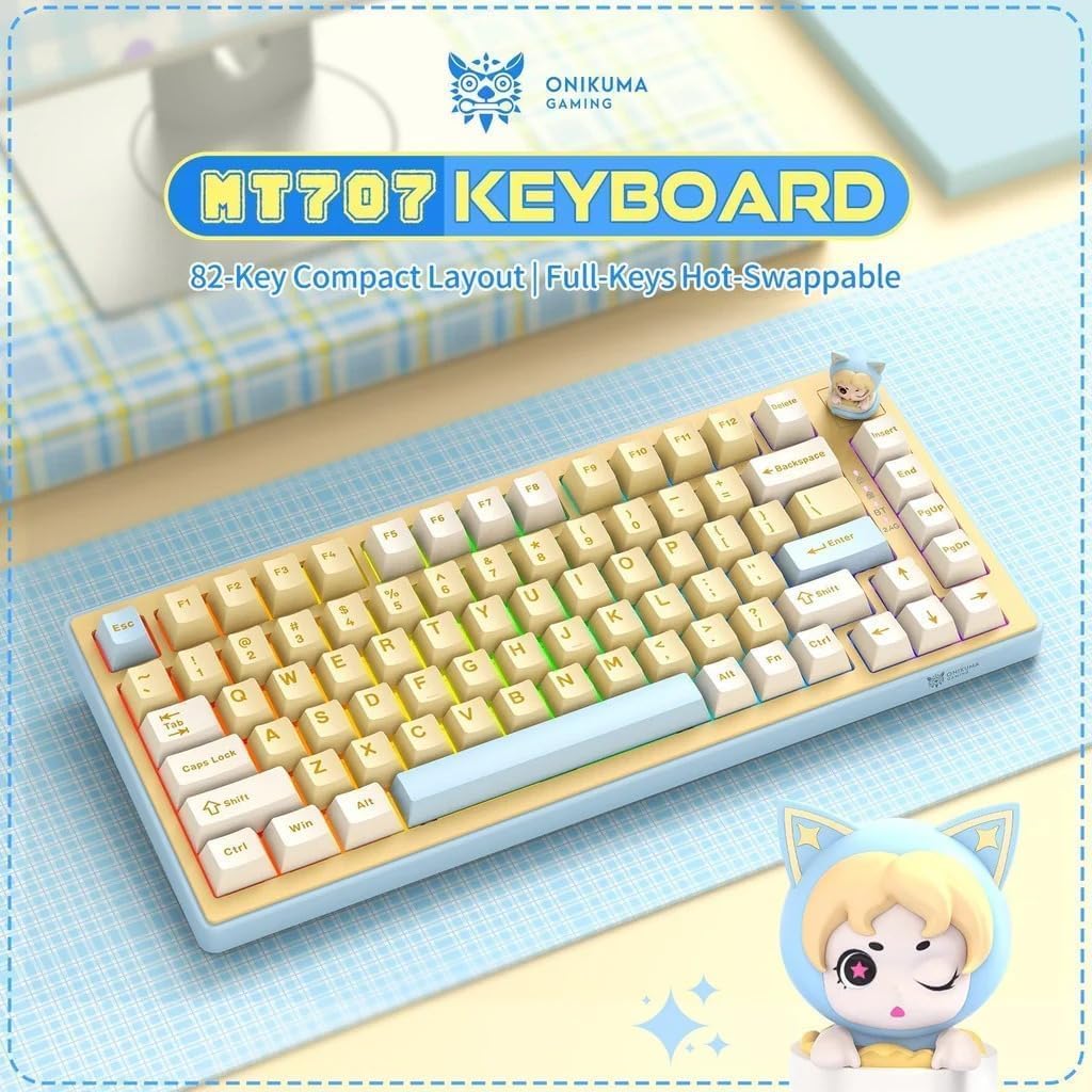 ONEKUMA MT707 Mechanical Gaming Keyboard RGB Backlight Durable Switches Full - Size Layout USB Wirelee - AHW Store