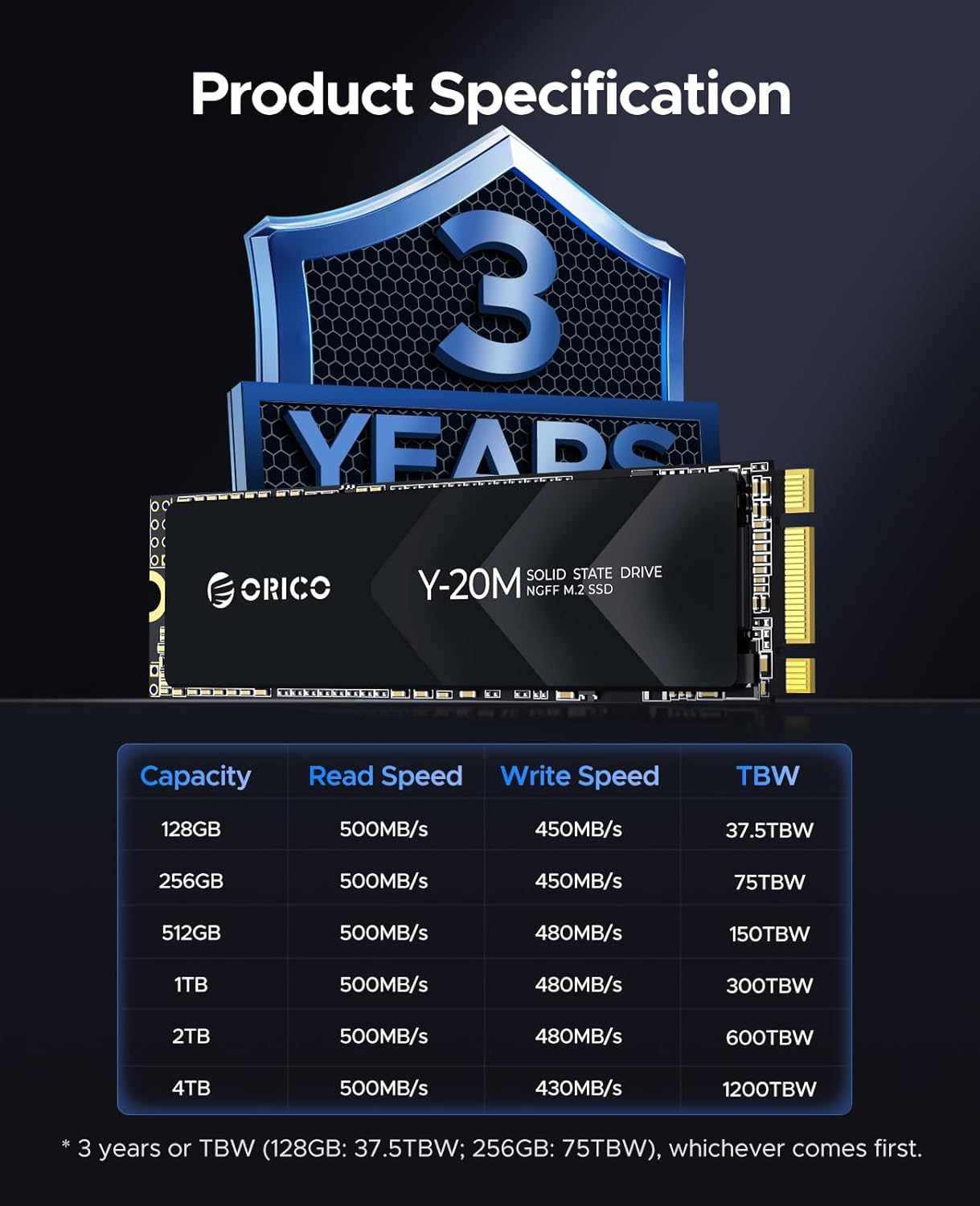 ORICO 1TB M.2 2280 SATA SSD, SATA III 6Gbps M2 SSD with B+M Key, 500MB/s Internal Solid State Drive - AHW Store