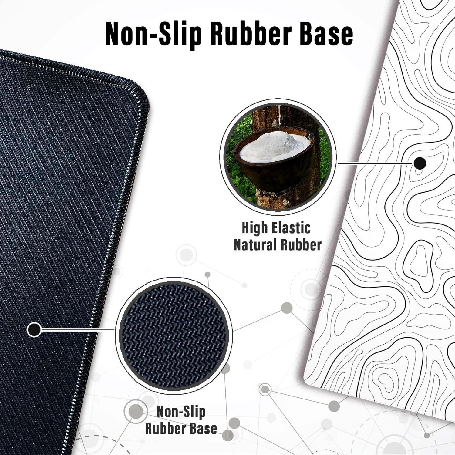 Ovenbird Large Gaming Mouse Pad with Stitched Edges, Minimalist Topographic Map Desk Mat, Extended X - AHW Store