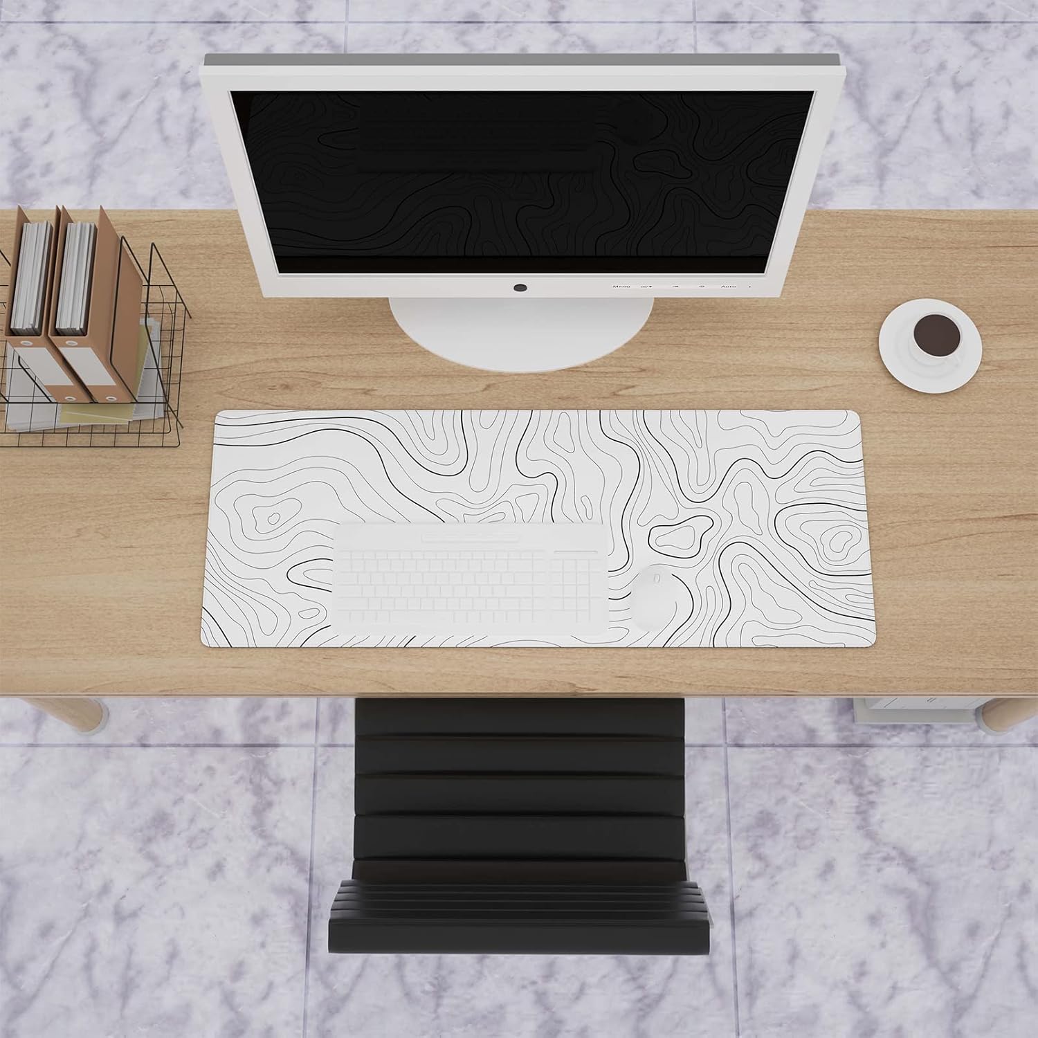 Ovenbird Large Gaming Mouse Pad with Stitched Edges, Minimalist Topographic Map Desk Mat, Extended X - AHW Store