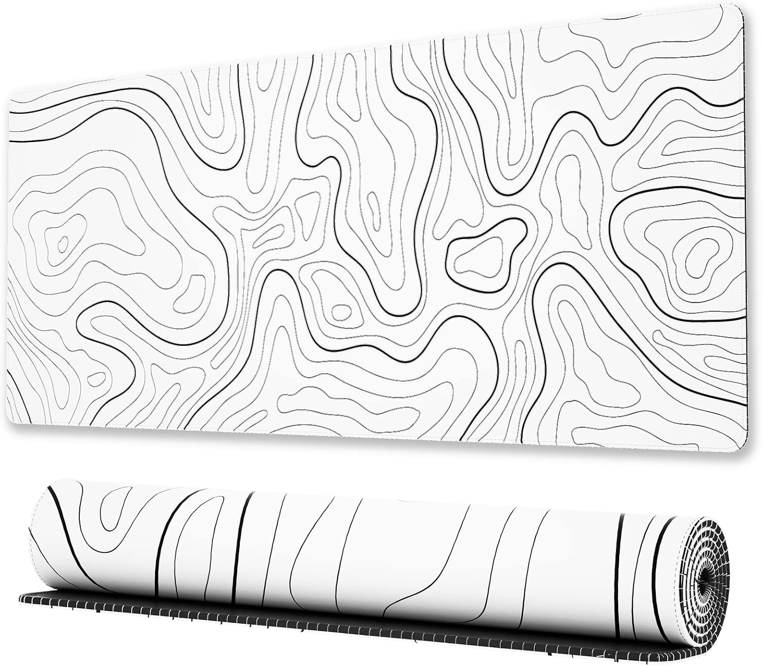 Ovenbird Large Gaming Mouse Pad with Stitched Edges, Minimalist Topographic Map Desk Mat, Extended X - AHW Store
