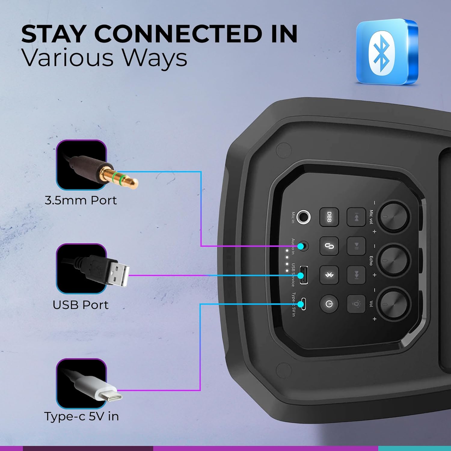 Philips Bluetooth Party Speaker, Dynamic Bass Boost, Bluetooth and Aux - in, Karaoke Microphone Input, - AHW Store