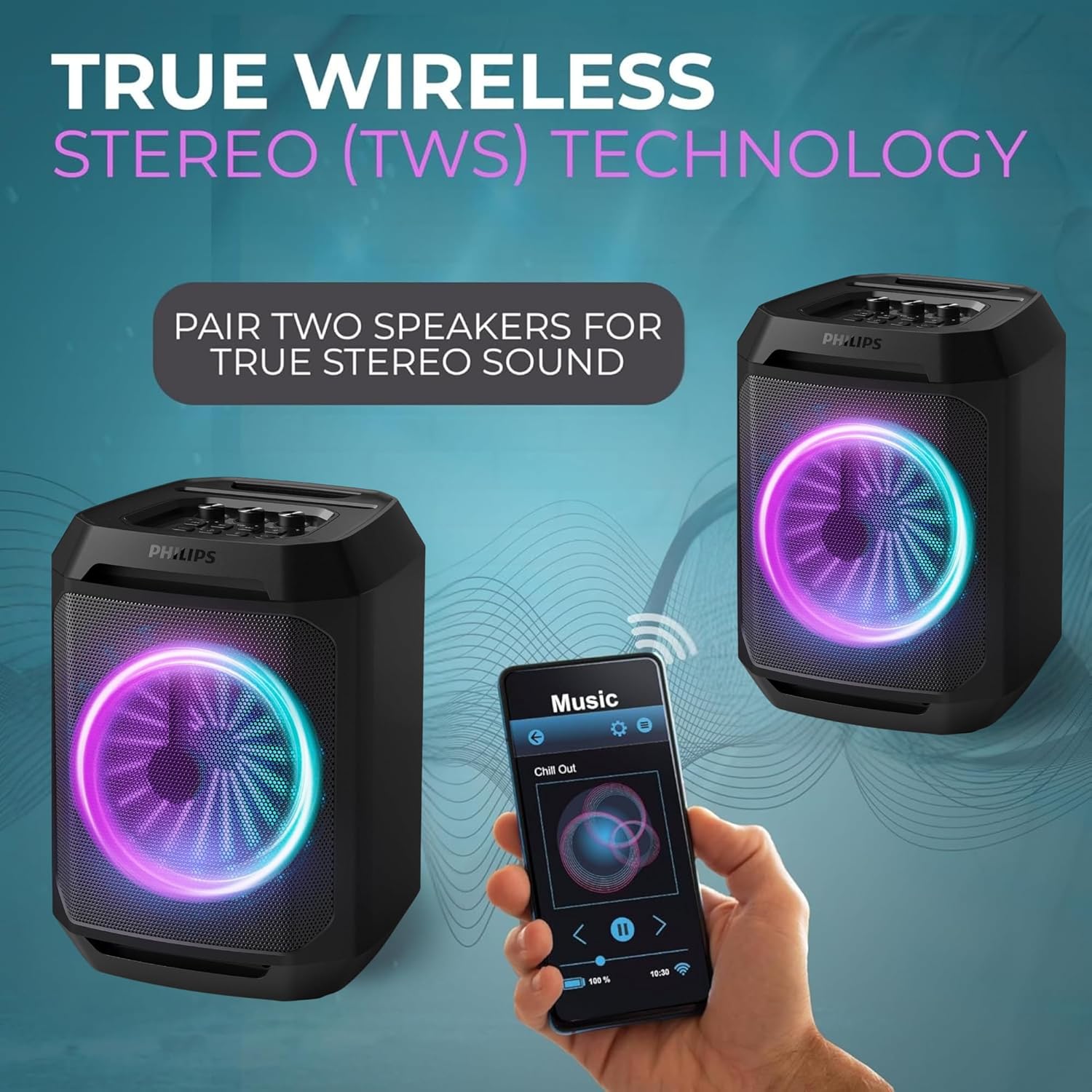 Philips Bluetooth Party Speaker, Dynamic Bass Boost, Bluetooth and Aux - in, Karaoke Microphone Input, - AHW Store